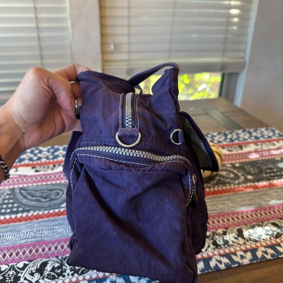 Kipling Purple Nylon Felix Zip Top Shoulder Bag, Preowned - Picture 4 of 12